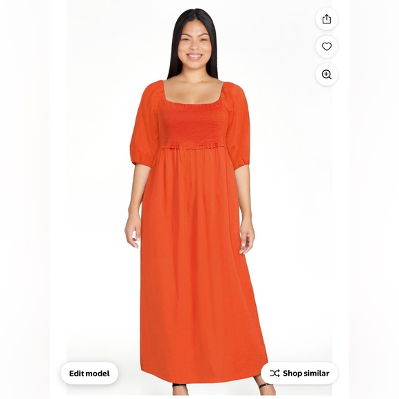 Free Assembly Dresses & Skirts - Elegant Orange smocked Midi Dress